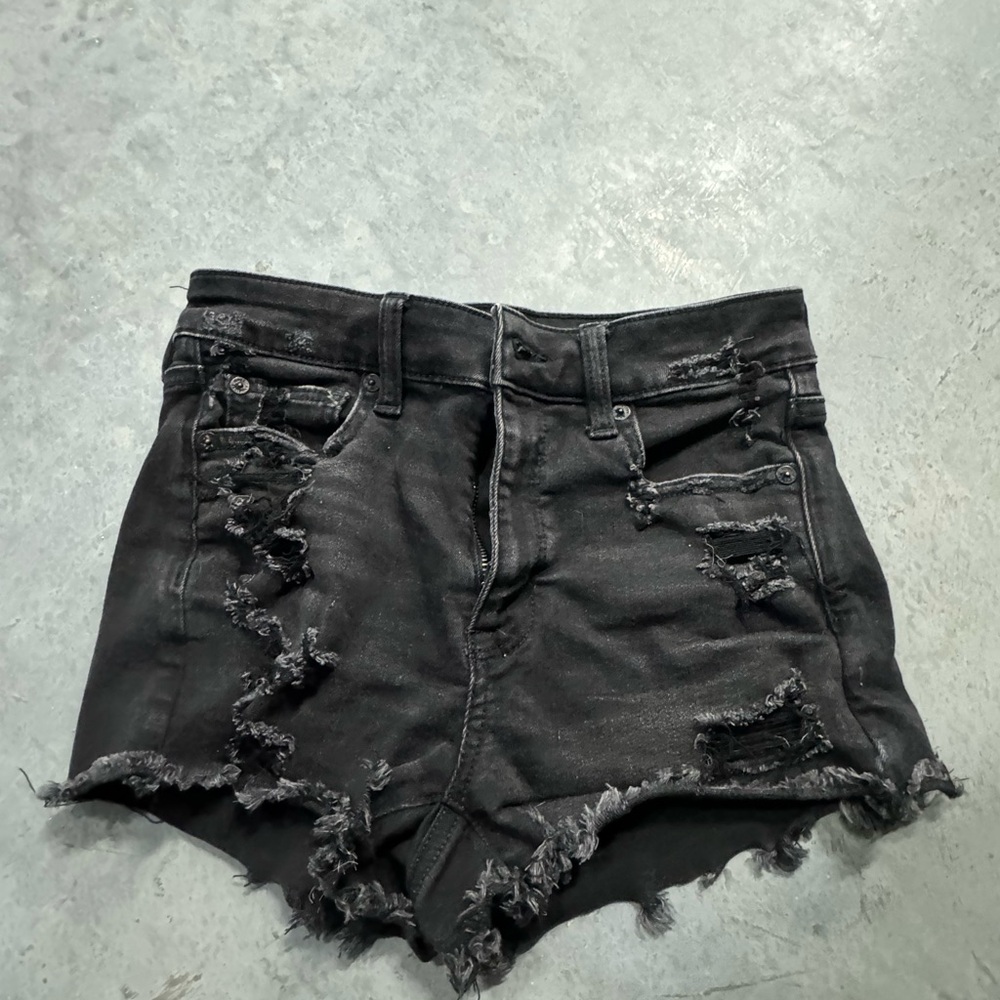 American Eagle Distressed Black Denim Shorts